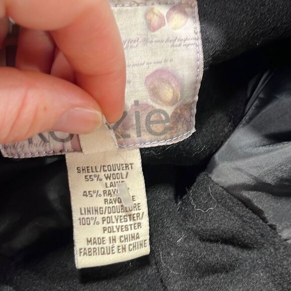 Kenzie Black Wool Blend Coat Jacket Collared Button Front Outerwear Size 10 - Picture 4 of 4